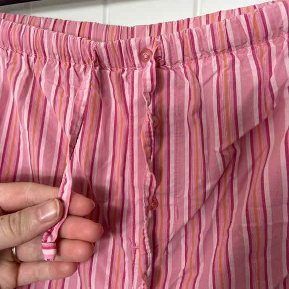 Disney Store women's pink striped drawstring waist piglet patch pajama pants L - Picture 4 of 7